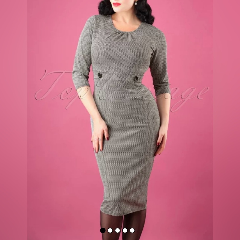 Pencil dress in black and white midi dress elegant office party spring summer
